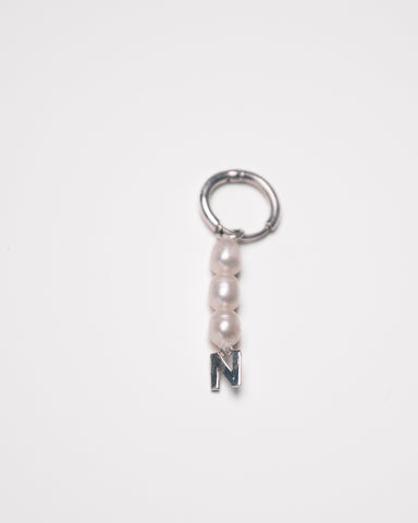 Pearl Drop Initial Charm Earring