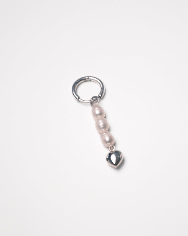 Pearl Drop Heart Charm Earring